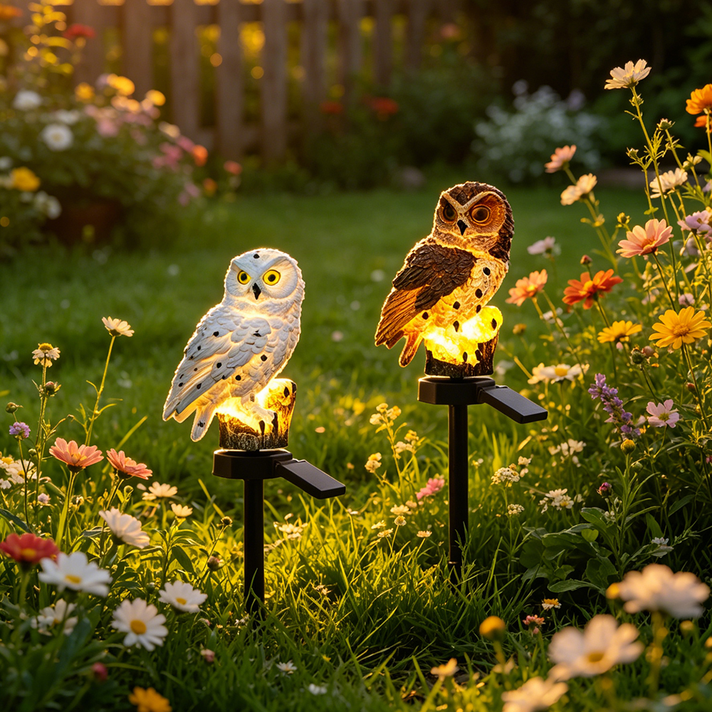 Outdoor Lighting Lamp - Owl Solar Light, Resin Owl Ground