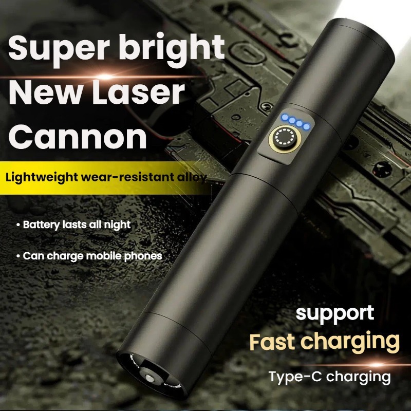 Outdoor Lighting Pole - Strong Light LED Flashlight Type-C Charging