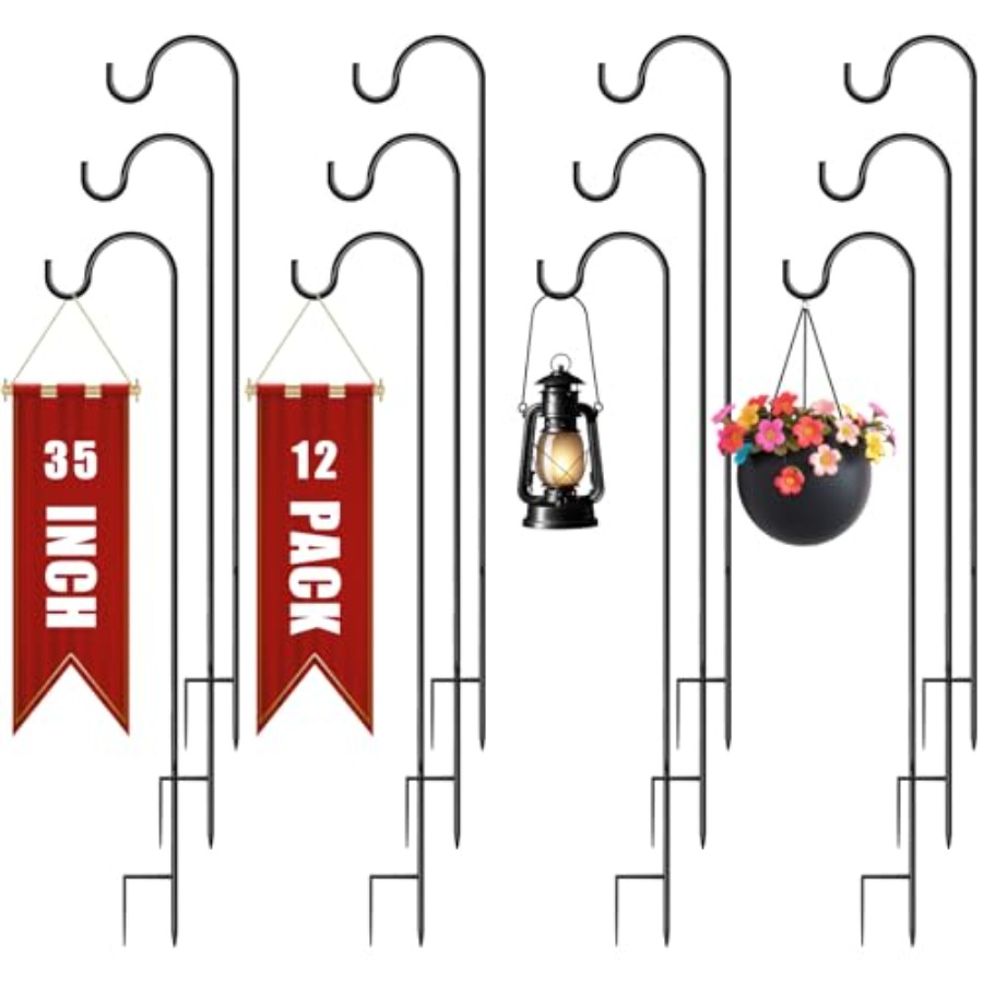 Outdoor Lighting Pole - Shepherds Hooks for Outdoor Garden Bird