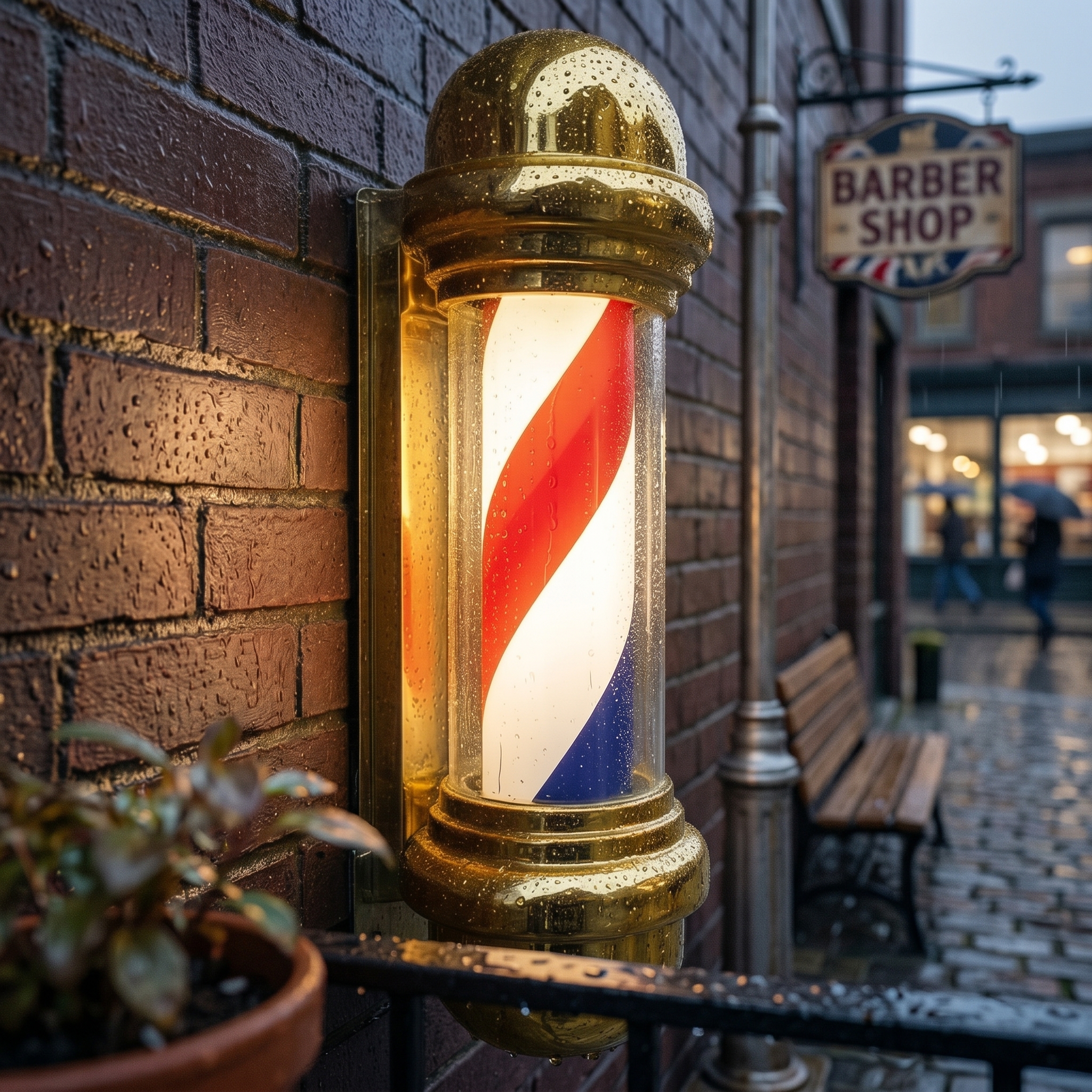 Outdoor Lighting Pole - LED Barber Pole Transparent Cover Wall-Mounted