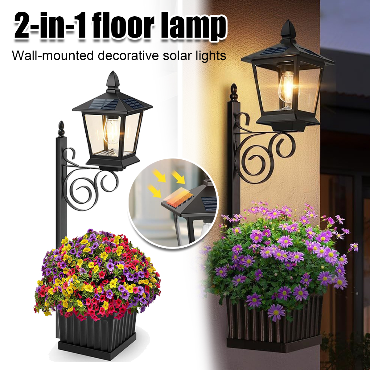 Outdoor Lighting Lamp - 2 in 1 Solar Planter Lamp