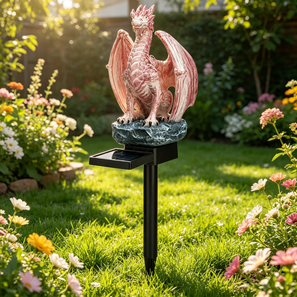 Outdoor Lighting For Gazebo - Solar Powered Dragon Garden Statue Light