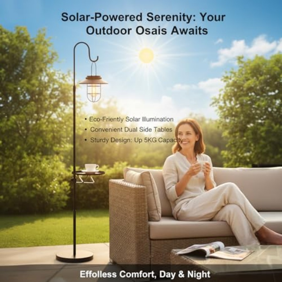 Solar Floor Lamp with Table, 6 - Outdoor Lighting Lamp review and price