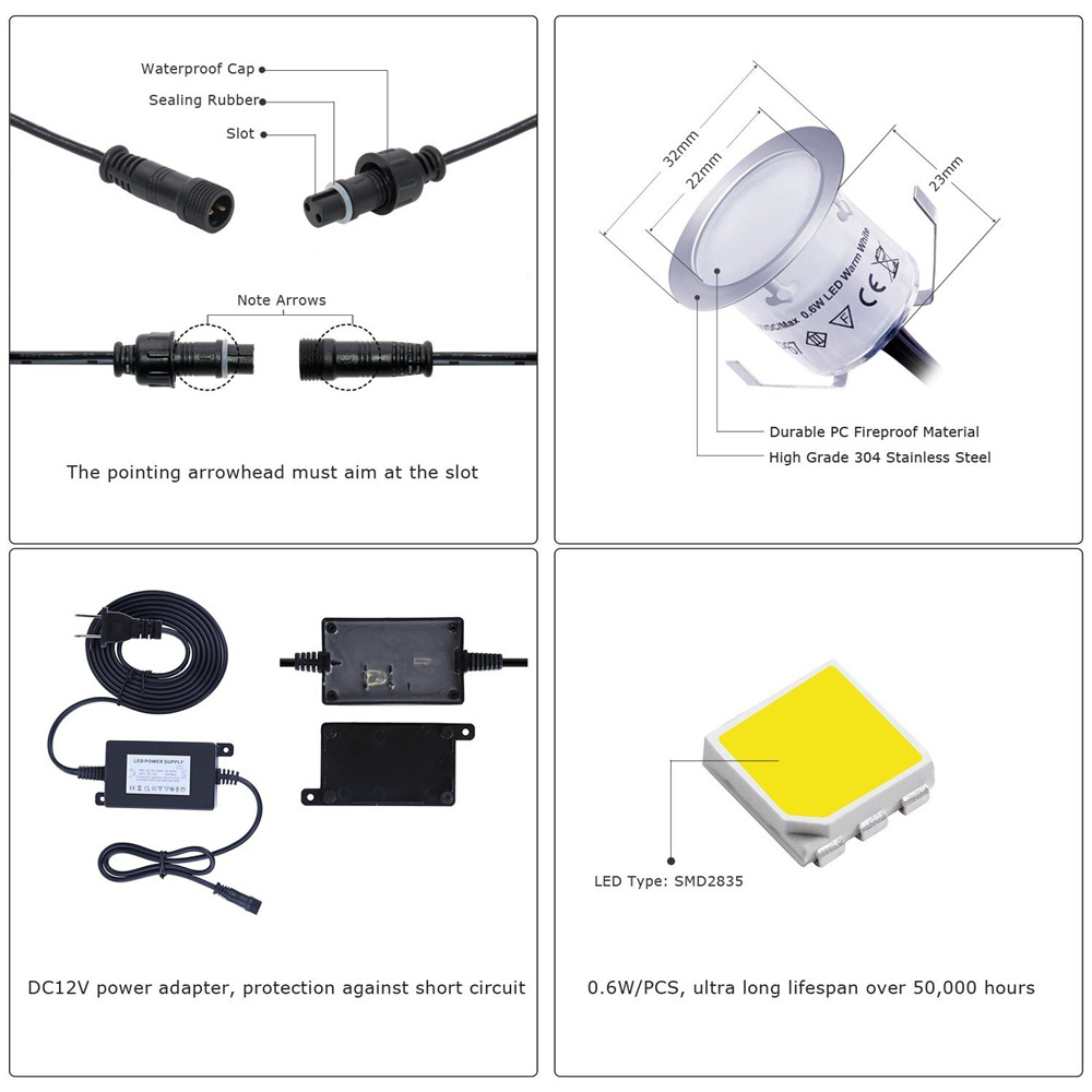 LED Deck Lights 12V IP67 Water - Deck Step Light review and price
