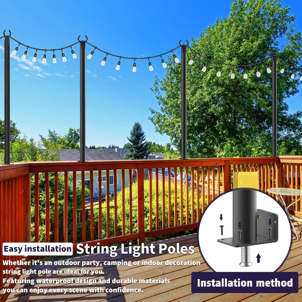 5Ft Adjustable String Light Po - Outdoor Lighting Pole review and price