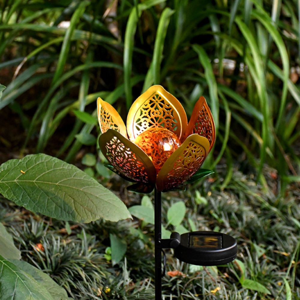 Lotus Shaped Solar Powered Lam - Outdoor Lighting Ground Fixtures review and price