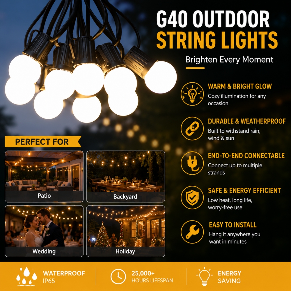 G40 Outdoor String Lights Wate - Outdoor Lighting Socket review and price