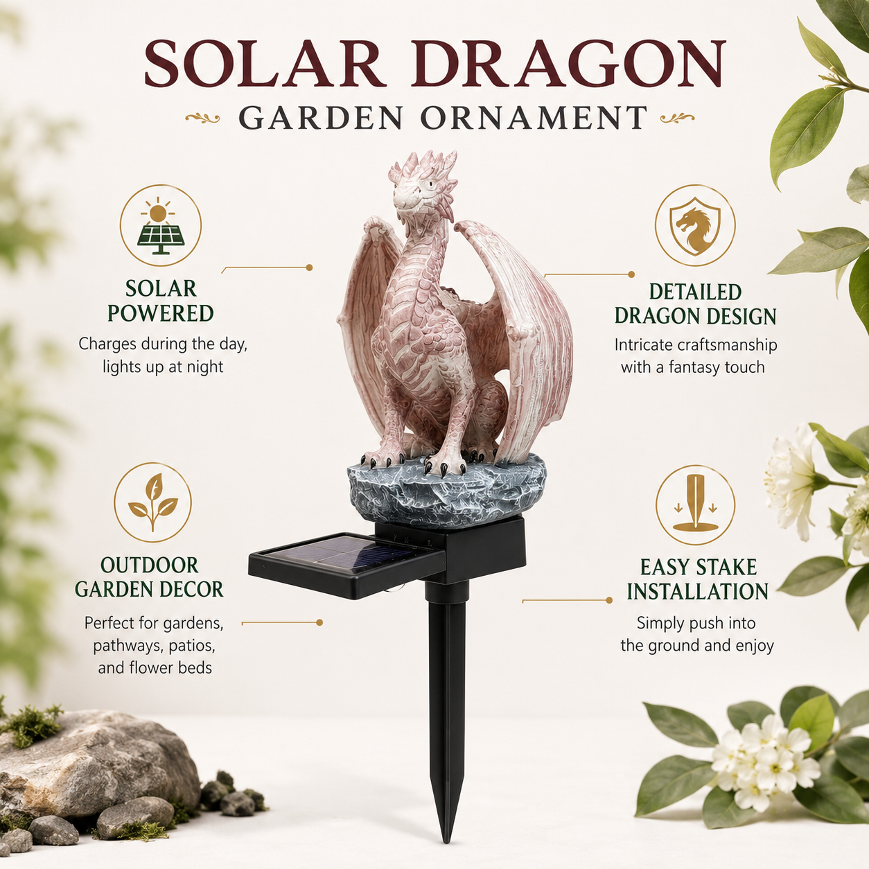 Solar Powered Dragon Garden St - Outdoor Lighting For Gazebo review and price