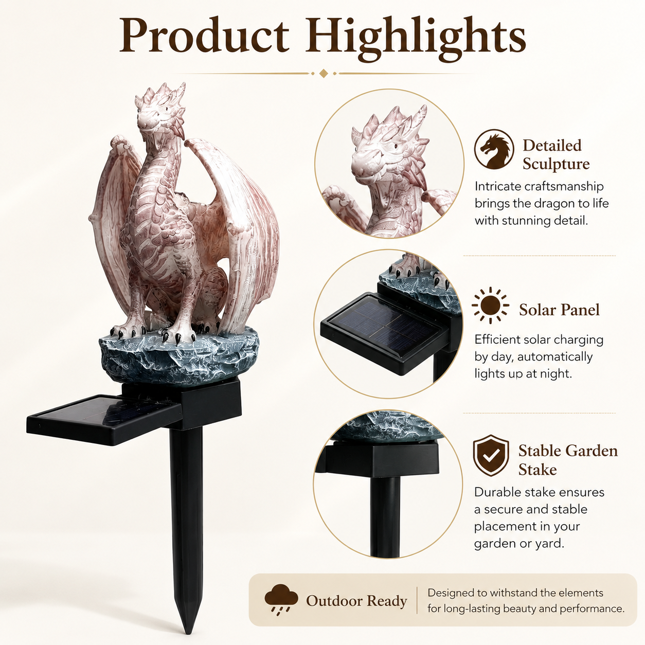 Solar Powered Dragon Garden St - Outdoor Lighting For Gazebo review and price