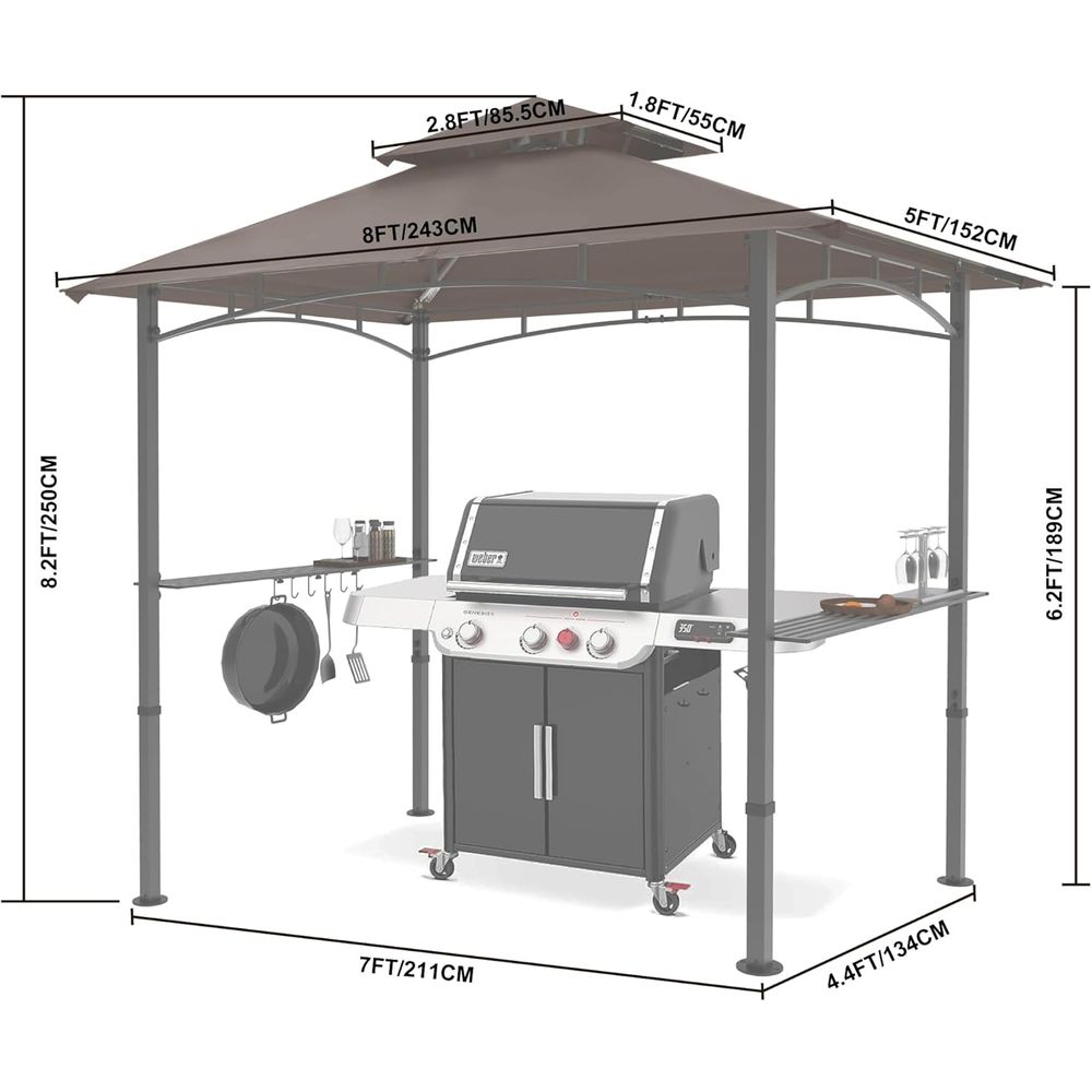 8ft x 5ft Outdoor BBQ Gazebo w - Outdoor Lighting For Gazebo review and price