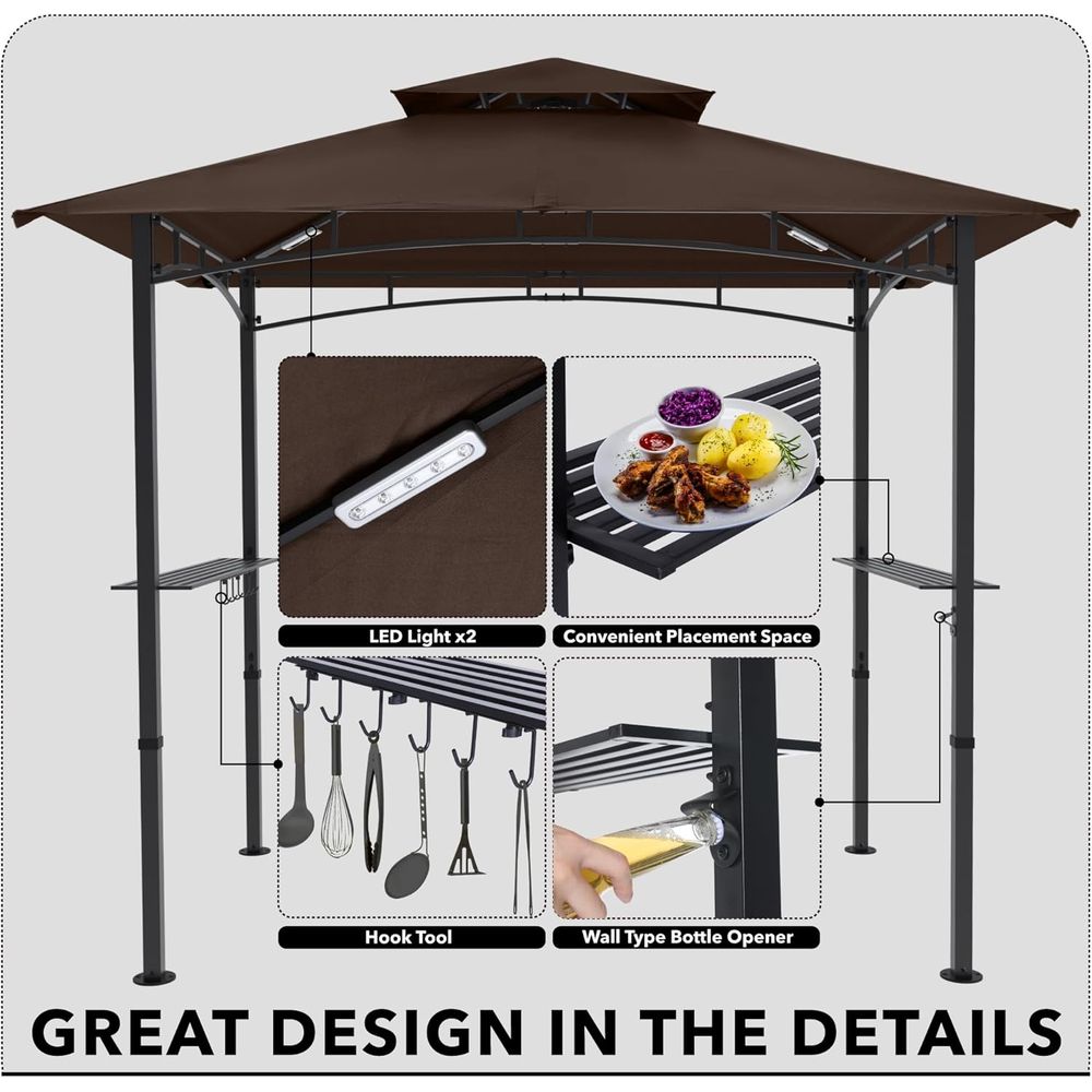 8ft x 5ft Outdoor BBQ Gazebo w - Outdoor Lighting For Gazebo review and price